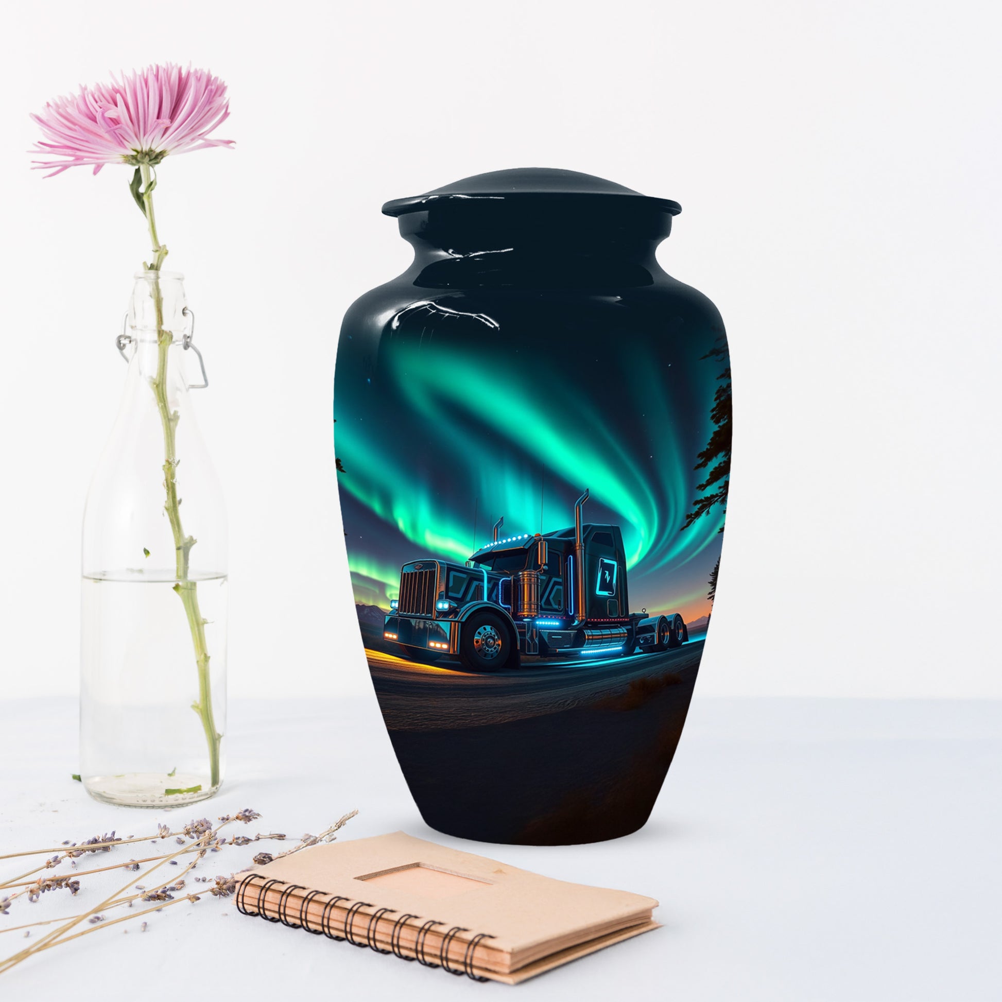 Semi Truck Cremation Urn for Ashes - Personalized Trucker Memorial for Dad | Big Rig Funeral Urns for Adult Male