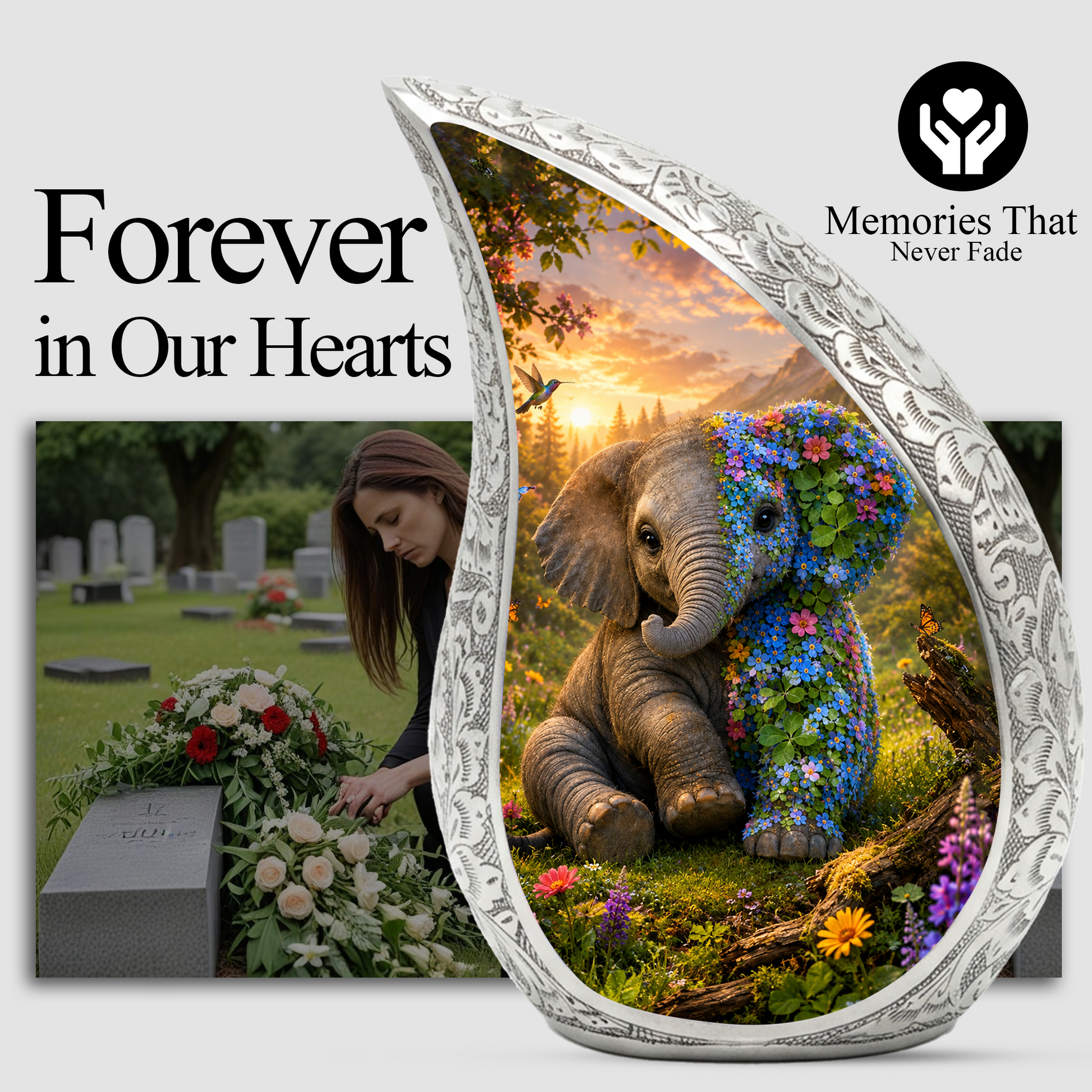 Elephant Urn for Human Ashes | Majestic Elephant Adult Cremation Urn | Wildlife Memorial Urn