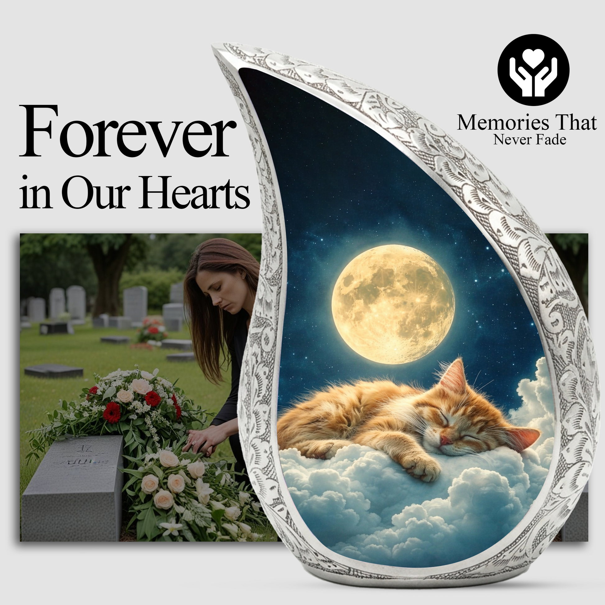 Cat Heaven Urn for Human & Pet Ashes – Personalized Cat Heaven Cremation Urn