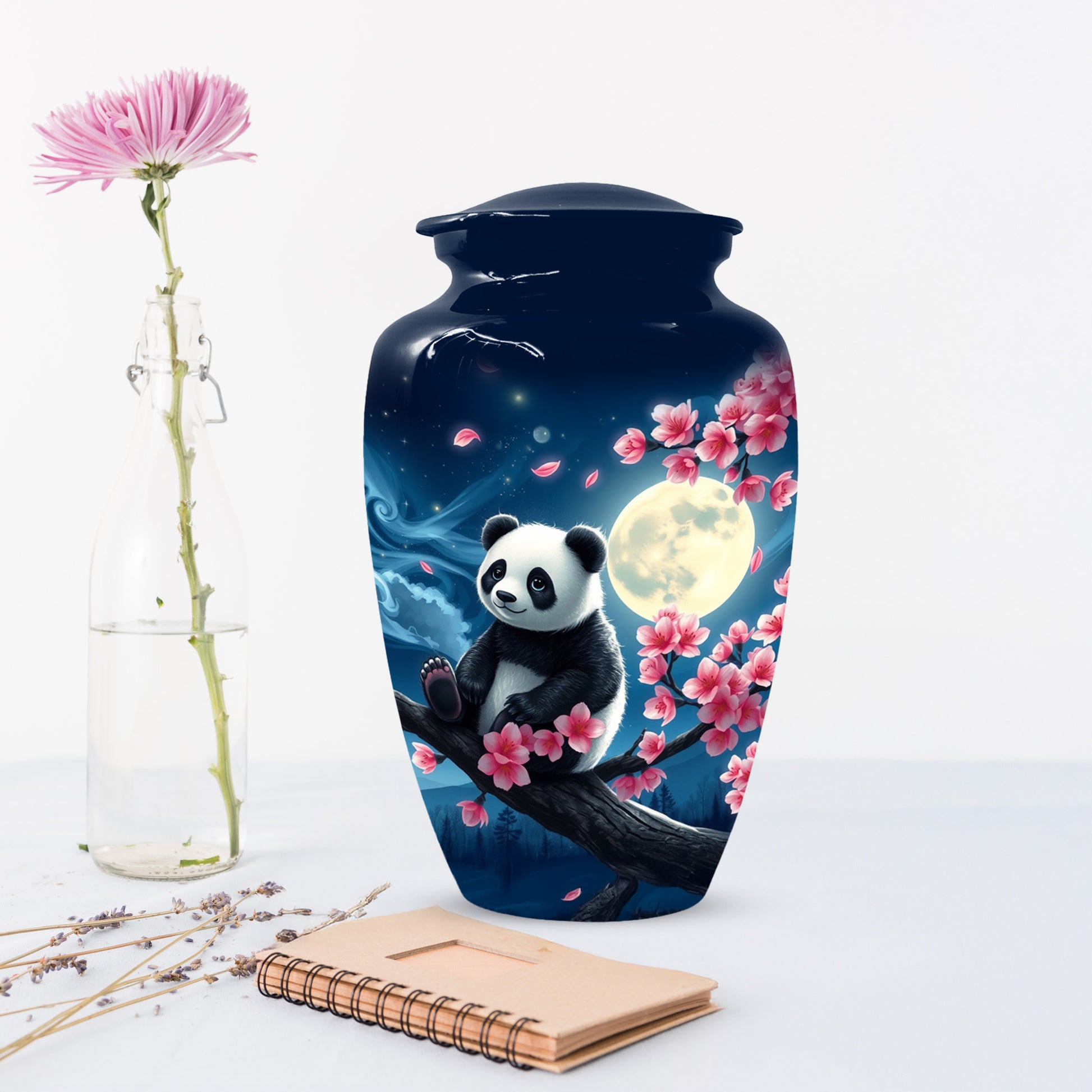 Panda Moon Urn for Ashes - Personalized Cherry Blossom Memorial for Mom | Cremation Urns for Mother