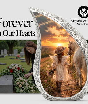 Angel Horse Memorial Urn for Ashes, Mom Cremation Urn,Adult Funeral Urn for Human Ash