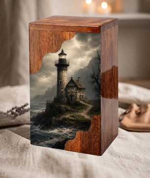 Lighthouse Wooden Cremation Urn – Coastal Memorial Urn