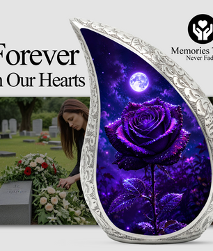 Purple Rose Urn for Human Ashes – Beautiful Memorial Urn for Mom