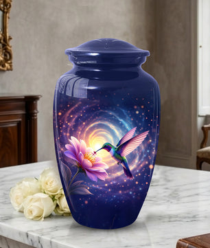 Hummingbird Urn for Mom with Pink Flower | Floral Cremation  Large Urn for Ashes