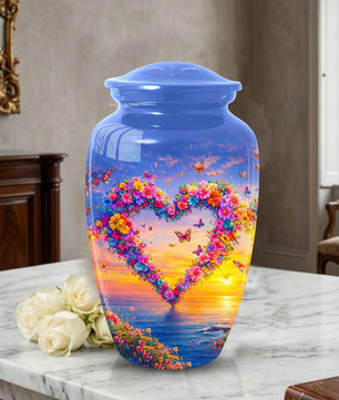 Butterfly Urn for Ashes – Floral Heart  Urn for Mom | Adult Female Cremation Large Urn