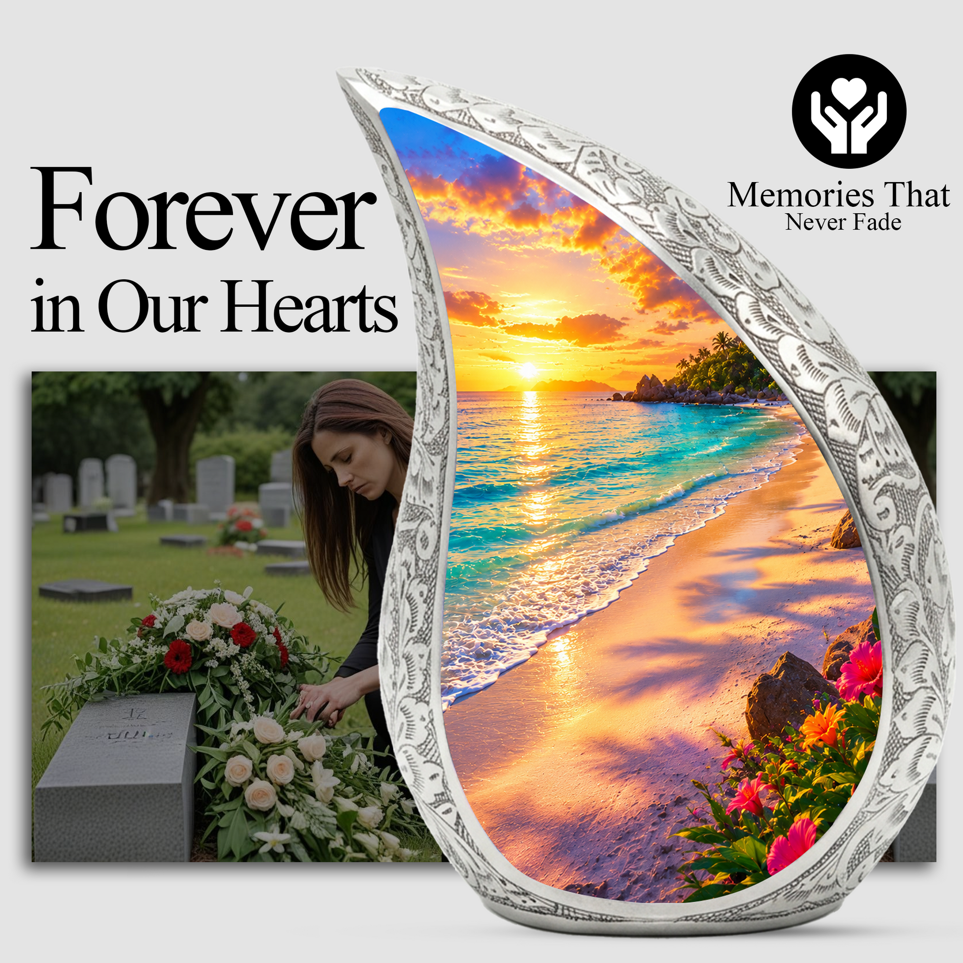 Ocean Beach Urn for Mom, Ocean Cremation Urn for Women | Keepsake Urn For Ashes
