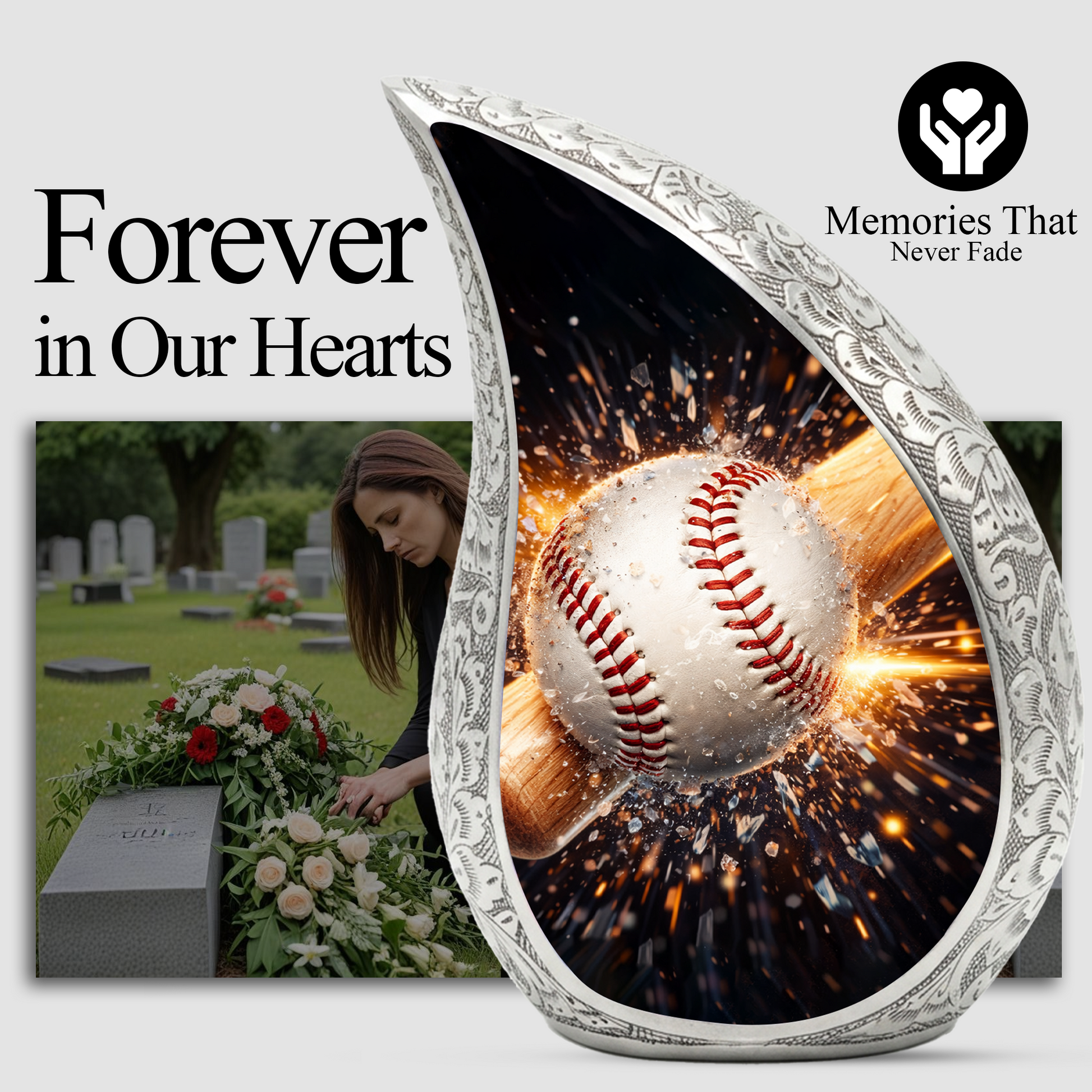 Baseball Memorial Urn for Dad | Personalized Adult Cremation Urn