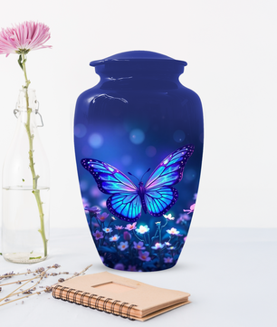 Blue Butterfly Urn for Ashes, Custom Butterfly Cremation Urn