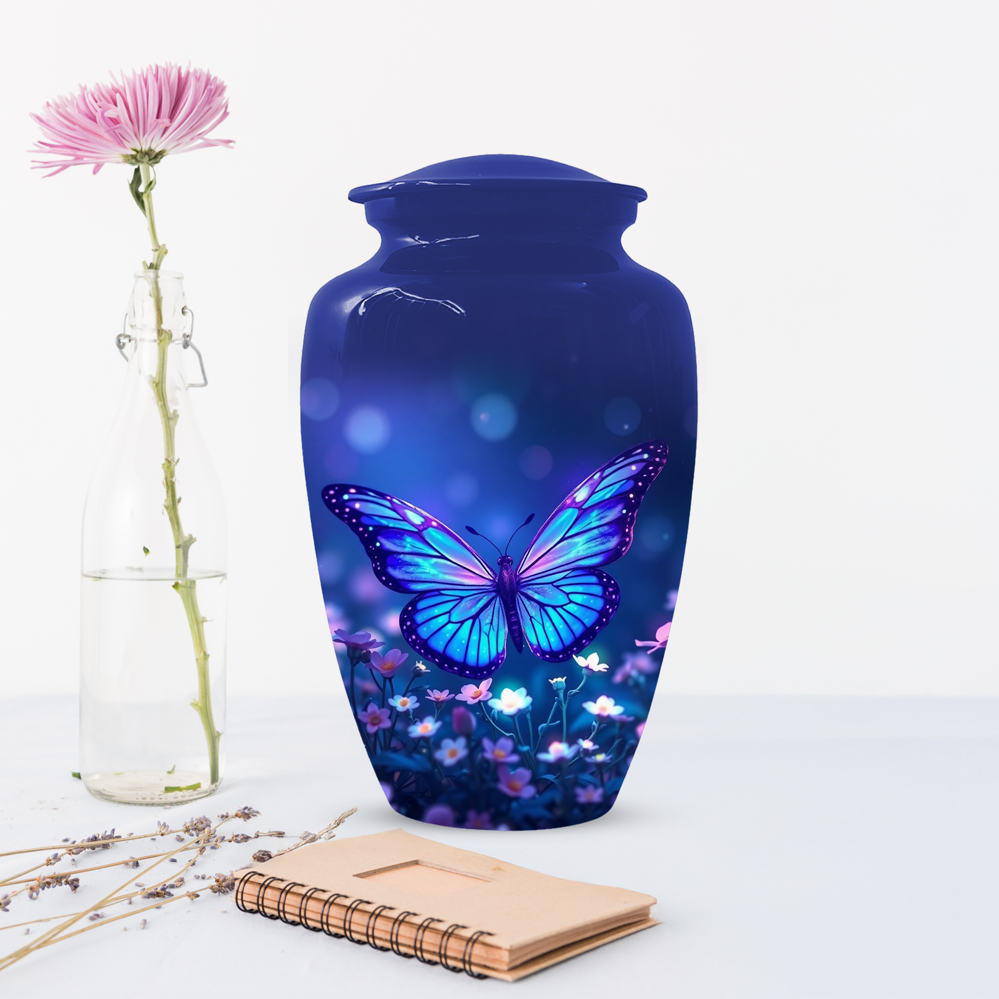 Blue Butterfly Urn for Ashes, Custom Butterfly Cremation Urn