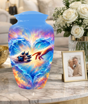 Rainbow Bridge Paw Print Cremation Urn -Dog Memorial Keepsake Urns for Ashes