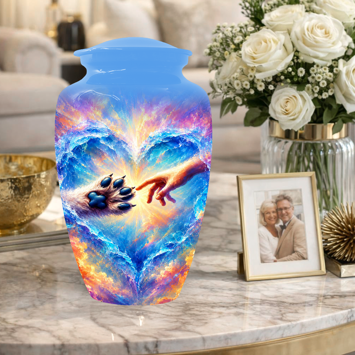 Rainbow Bridge Paw Print Cremation Urn -Dog Memorial Keepsake Urns for Ashes
