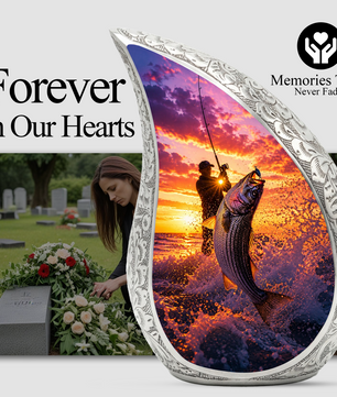 Gone Fishing Cremation Urn for Ashes, Fisherman Funeral Urn for Men