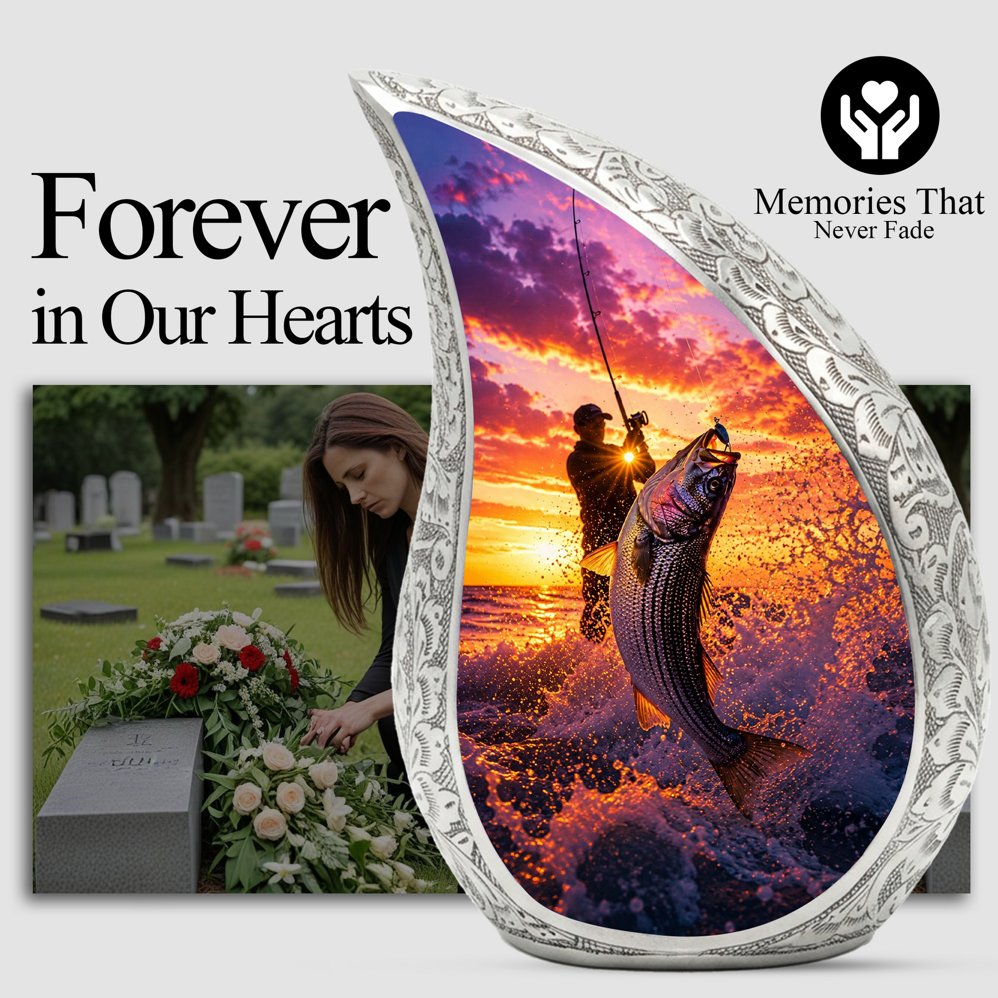 Gone Fishing Cremation Urn for Ashes, Fisherman Funeral Urn for Men