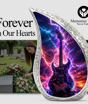 Thunder Guitar Urn for Human Ashes | Rock Music Adult Cremation Urn | Guitar Memorial Urn for Adult Ashes