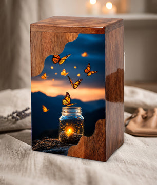 Butterfly Wooden Cremation Urn – Wooden Urn for Human Ashes |
