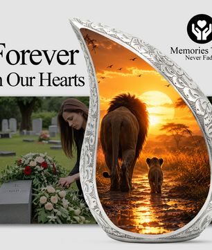 Lion Sunset Adult Urn for Ashes | Premium Adult Cremation Urn for Human Ashes Memorial