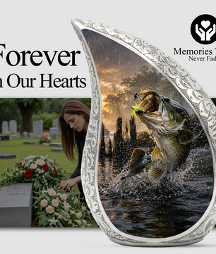 Fishing Urn for Dad, Gone Fishing Cremation Urn for Ashes, Bass Fish Memorial Urn