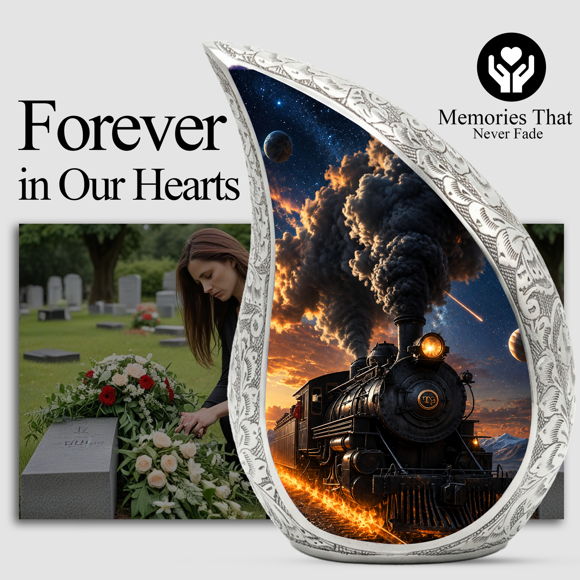 Train Urn for Human Ashes | Unique Adult Cremation Urn | Train Memorial Urn for Adult Ashes, Men & Women
