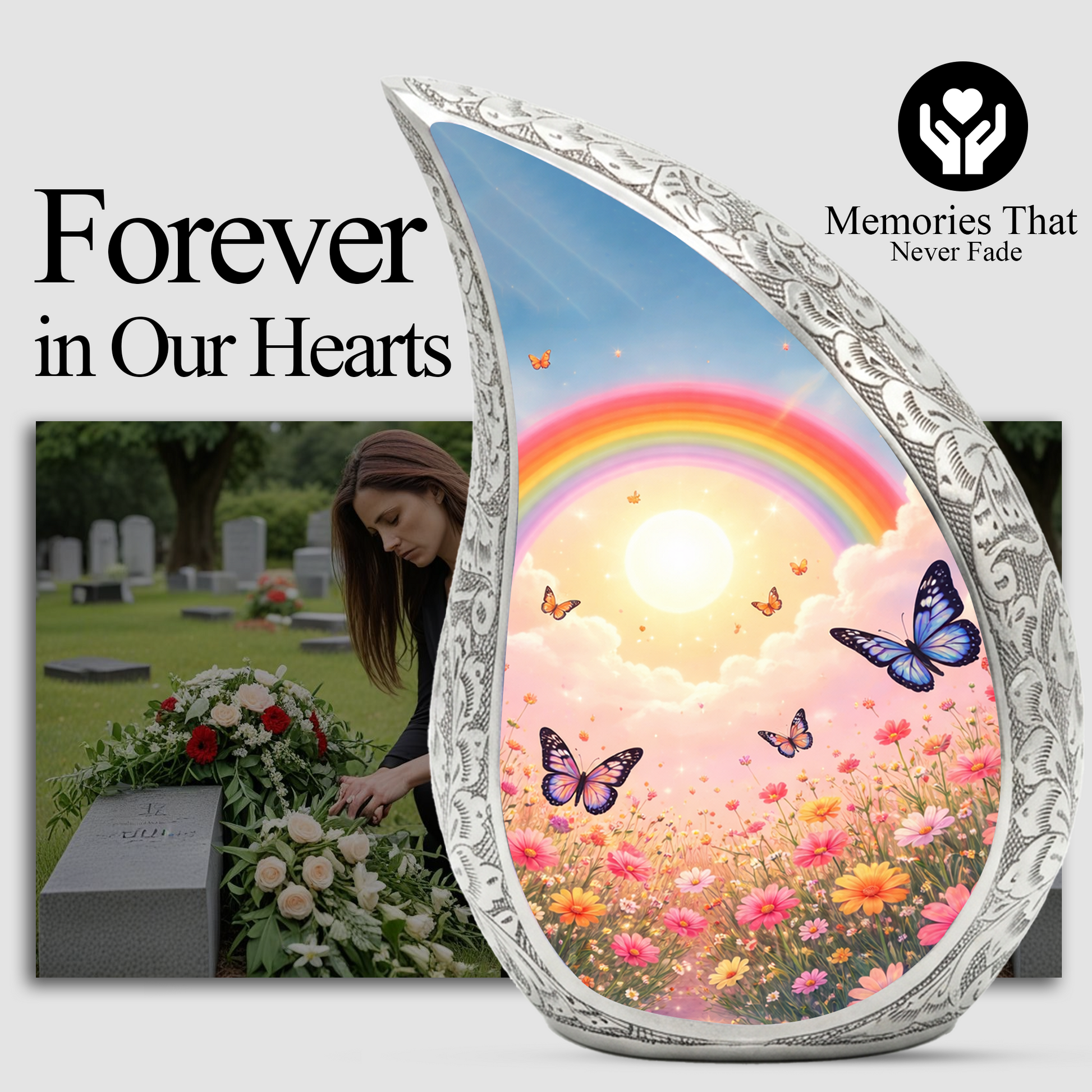 Rainbow Butterfly Urn for Human Ashes | Butterfly Urn | Urn for Mom | Memorial Urn