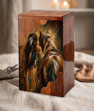 Horse Spirit Wooden Cremation Urn – Wooden Urn for Human Ashes