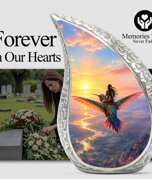 Hummingbird Urn for Human Ashes | Beautiful Adult Cremation Urn | Hummingbird Memorial Urn for Adult Ashes