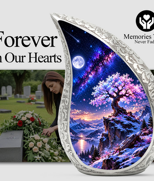 Tree of Life Urn for Ashes, Pink Blossom Tree Cremation Urn
