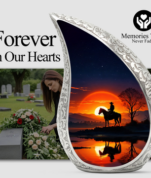 Cowboy Sunset Adult Urn for Human Ashes – Western Cowboy Cremation Urn
