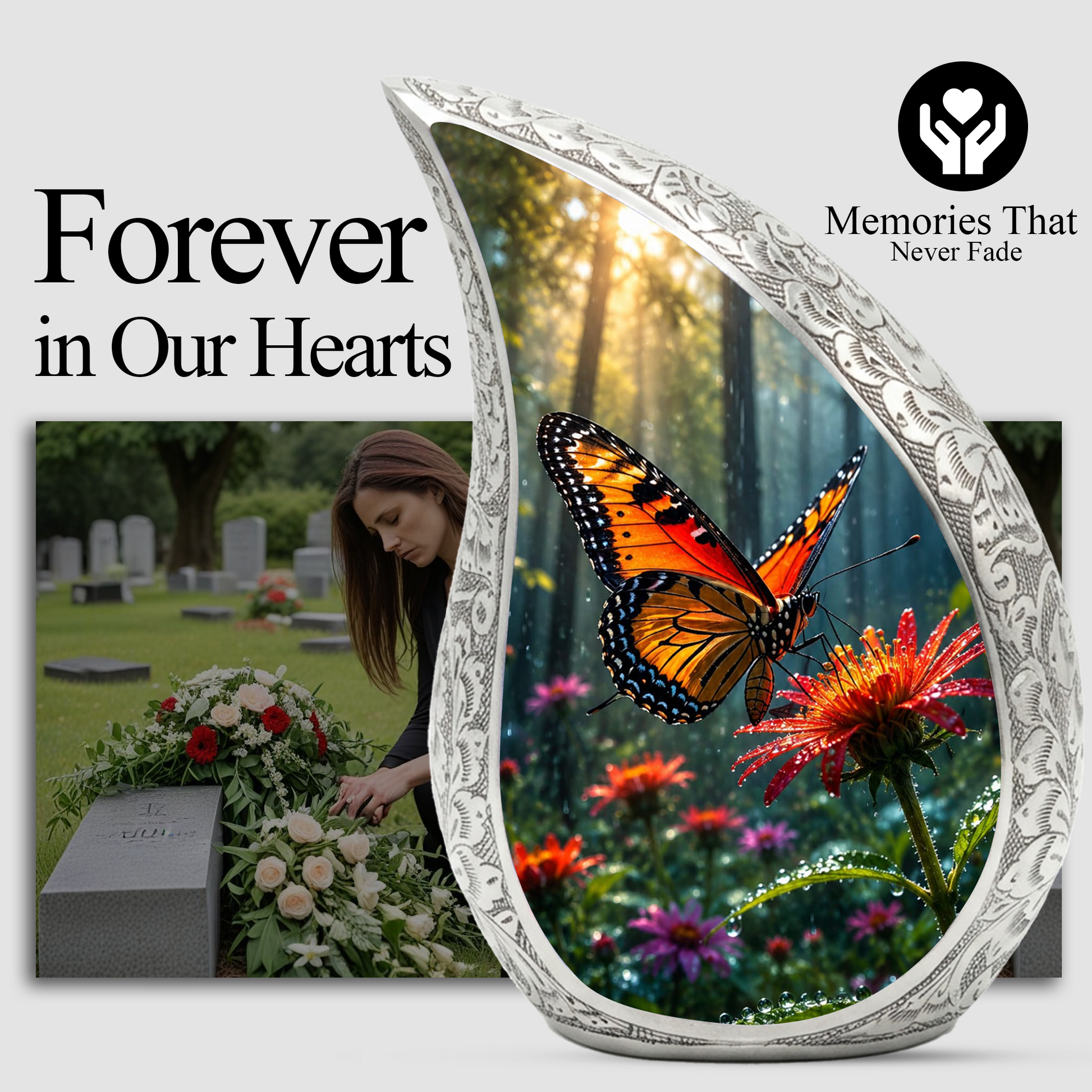 Butterfly Urn for Human Ashes | Adult Cremation Urn with Butterfly Design