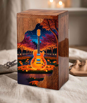 Guitar Wooden Cremation Urn – Custom Music Memorial Urn | Wooden Urn for Human Ashes