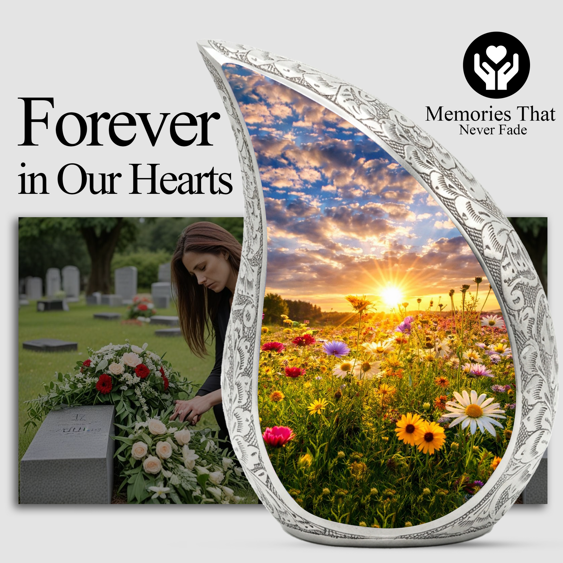 Sunflower Adult Urn for Human Ashes – Premium Sunflower Cremation Urn