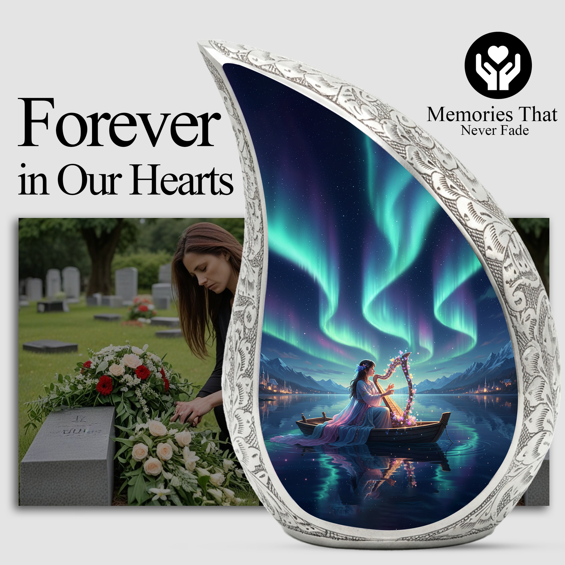 Northern Lights Urn for Mom | Beautiful Memorial Urn for Women