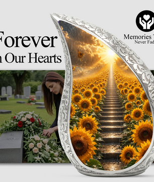 Sunflower Sunrise Urn for Human Ashes | Beautiful Floral Cremation Urn for Mom & Women