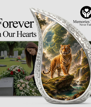 Tiger Urn for Human Ashes | Powerful Tiger Adult Cremation Urn | Wildlife Memorial Urn for Adult Ashes