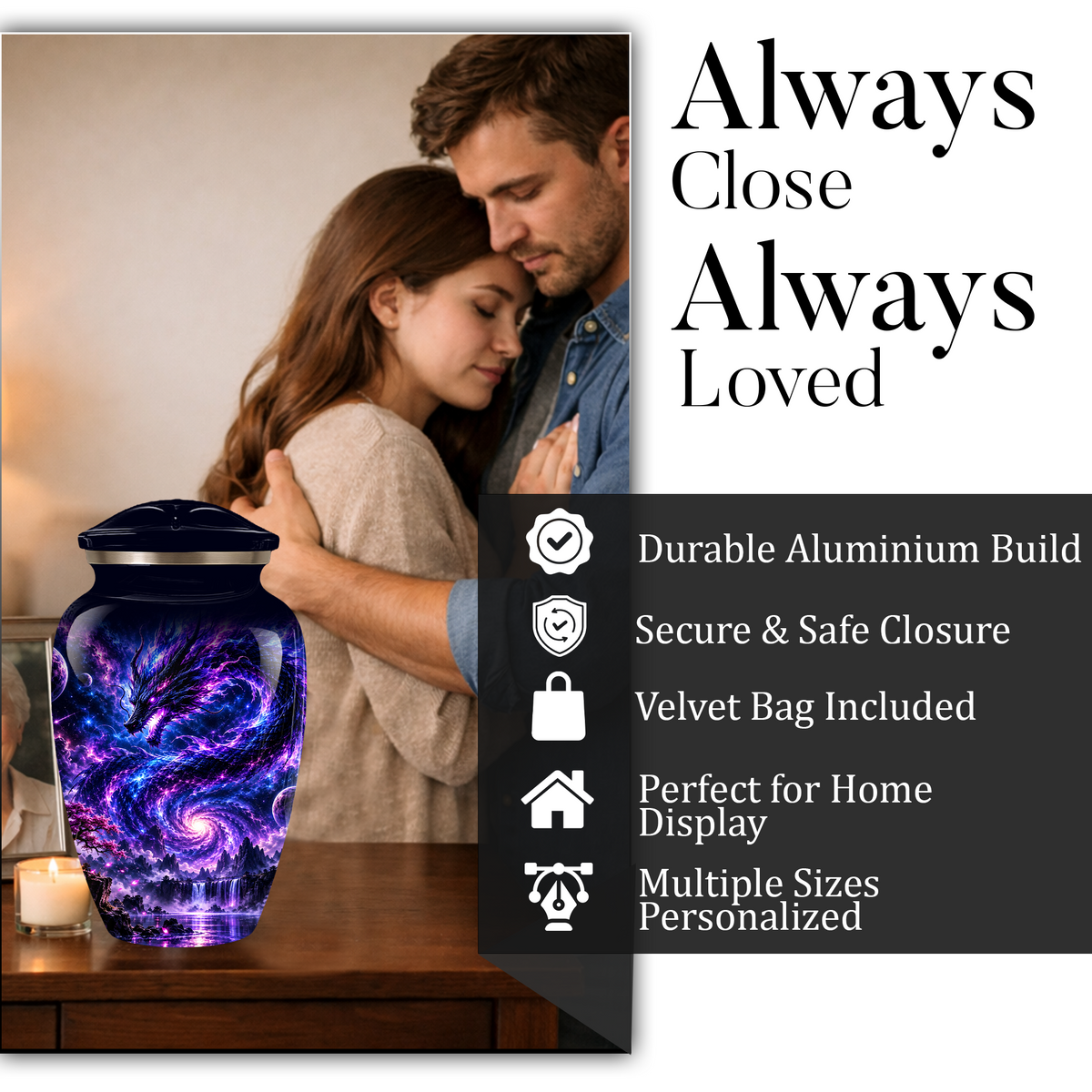 Dragon Cremation Urn for Ashes | Personalized Dragon Memorial Urn | Fantasy Dragon Adult Urn