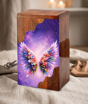 Angel Wings Wooden Cremation Urn – Wooden Urn for Human Ashes