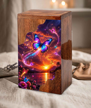 Butterfly Wooden Cremation Urn for Human Ashes