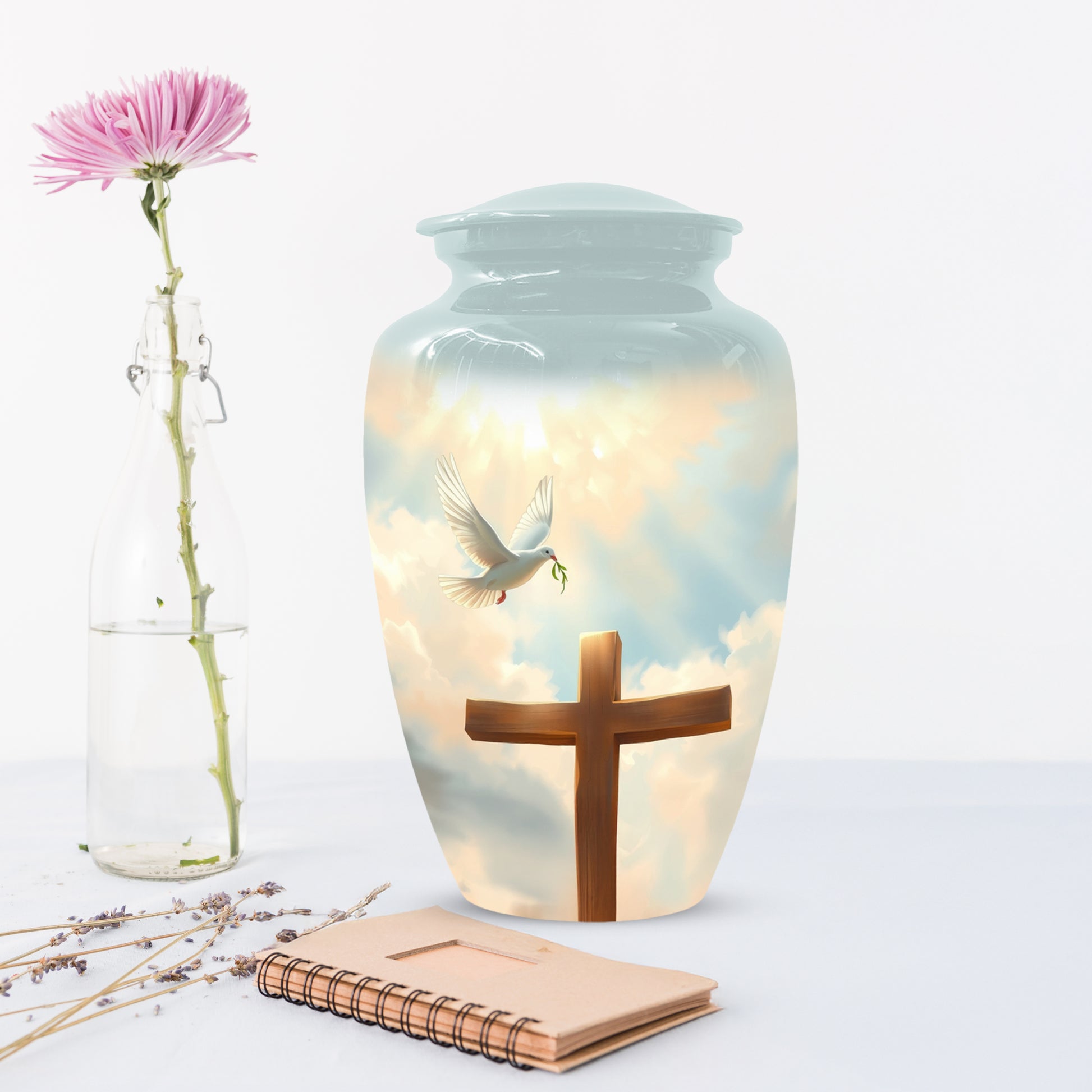 Christian Cross Cremation Urn for Mom – Dove Memorial Urn for Ashes