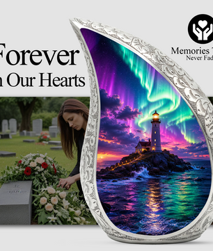Ocean Lighthouse Cremation Urn for Human Ashes | Aurora Beach & Coastal Memorial Urn | Beautiful Ocean Urn for Mom, Dad, Women & Men