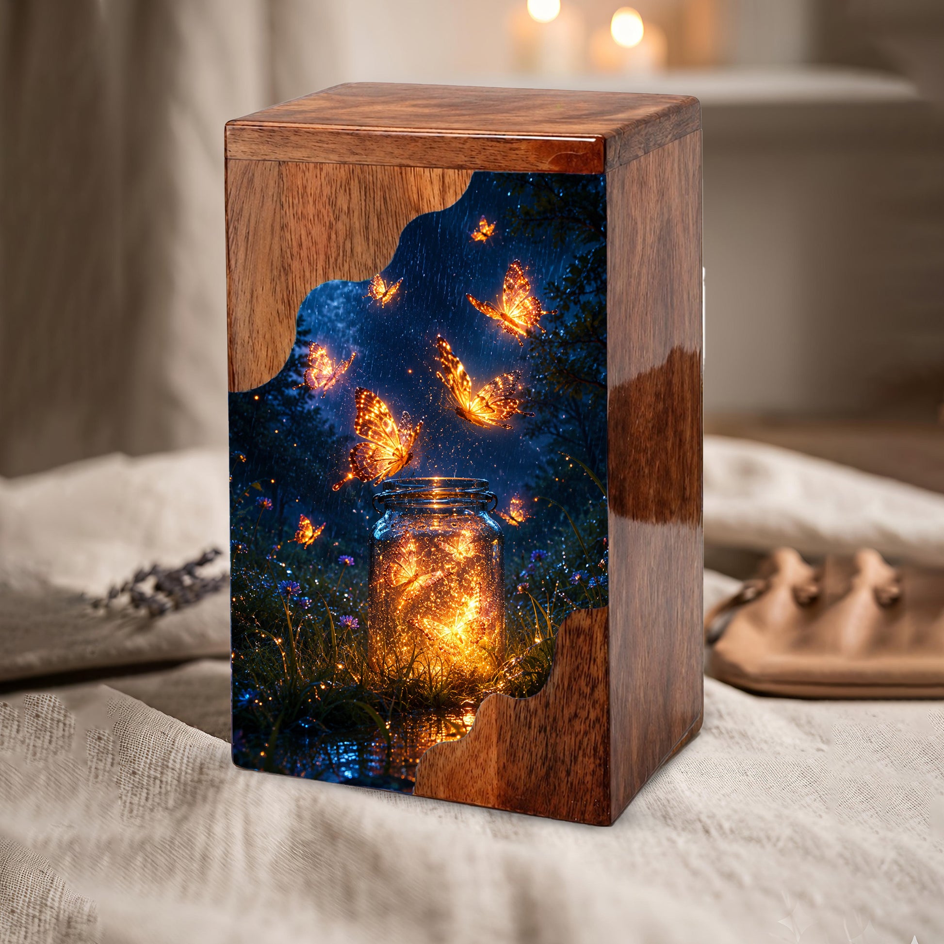 Butterfly Urn for Ashes | Handmade Wooden Cremation Urn | Memorial Urn for Mom