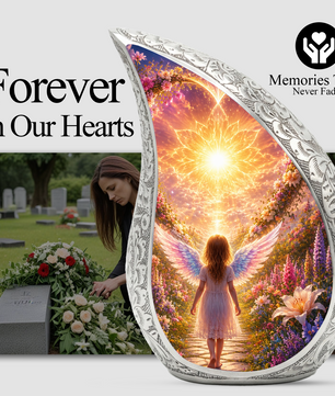 Angel Girl Cremation Urn for Mom, Women & Daughters | Beautiful Female Urn for Human Ashes | Keepsake Memorial Urn
