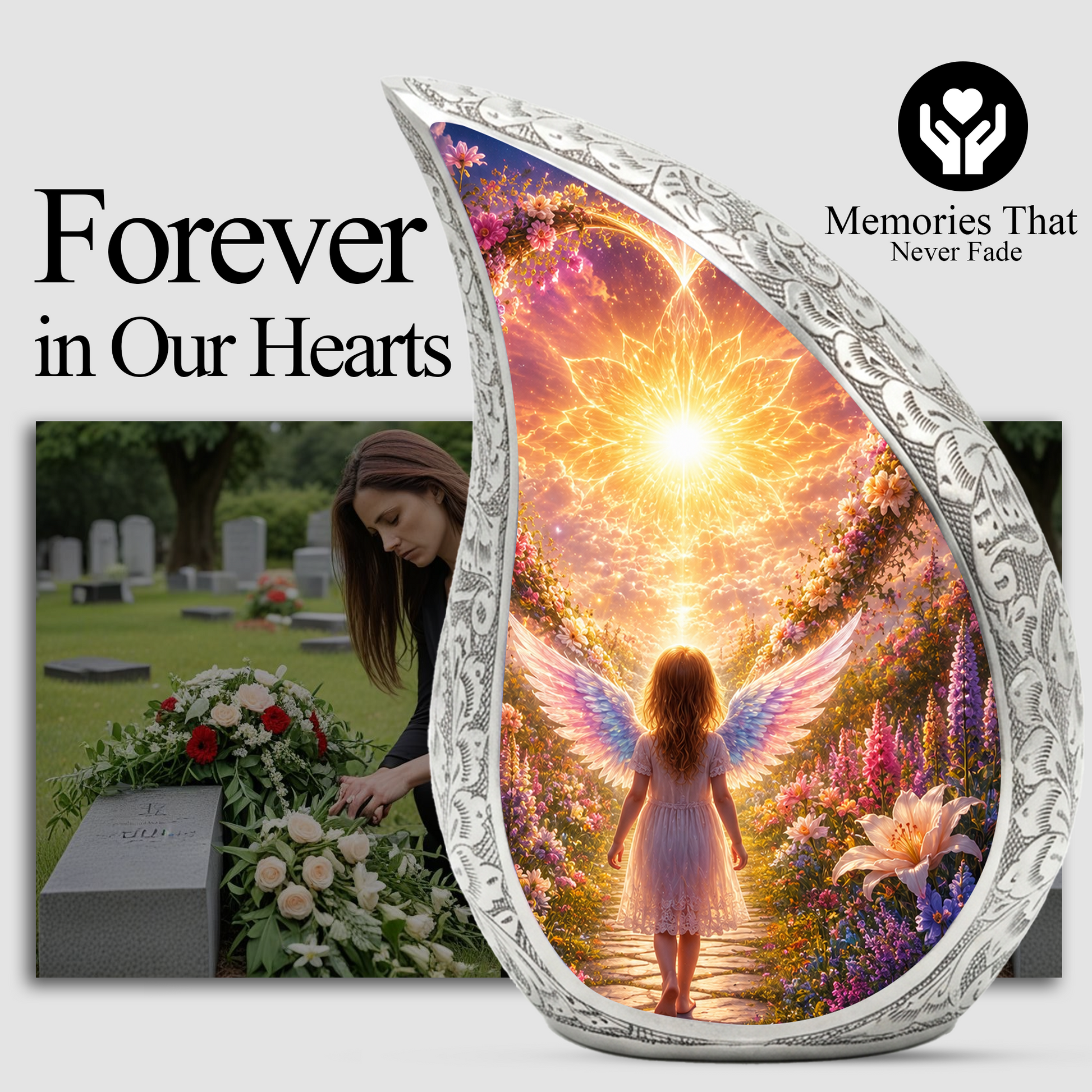 Angel Girl Cremation Urn for Mom, Women & Daughters | Beautiful Female Urn for Human Ashes | Keepsake Memorial Urn