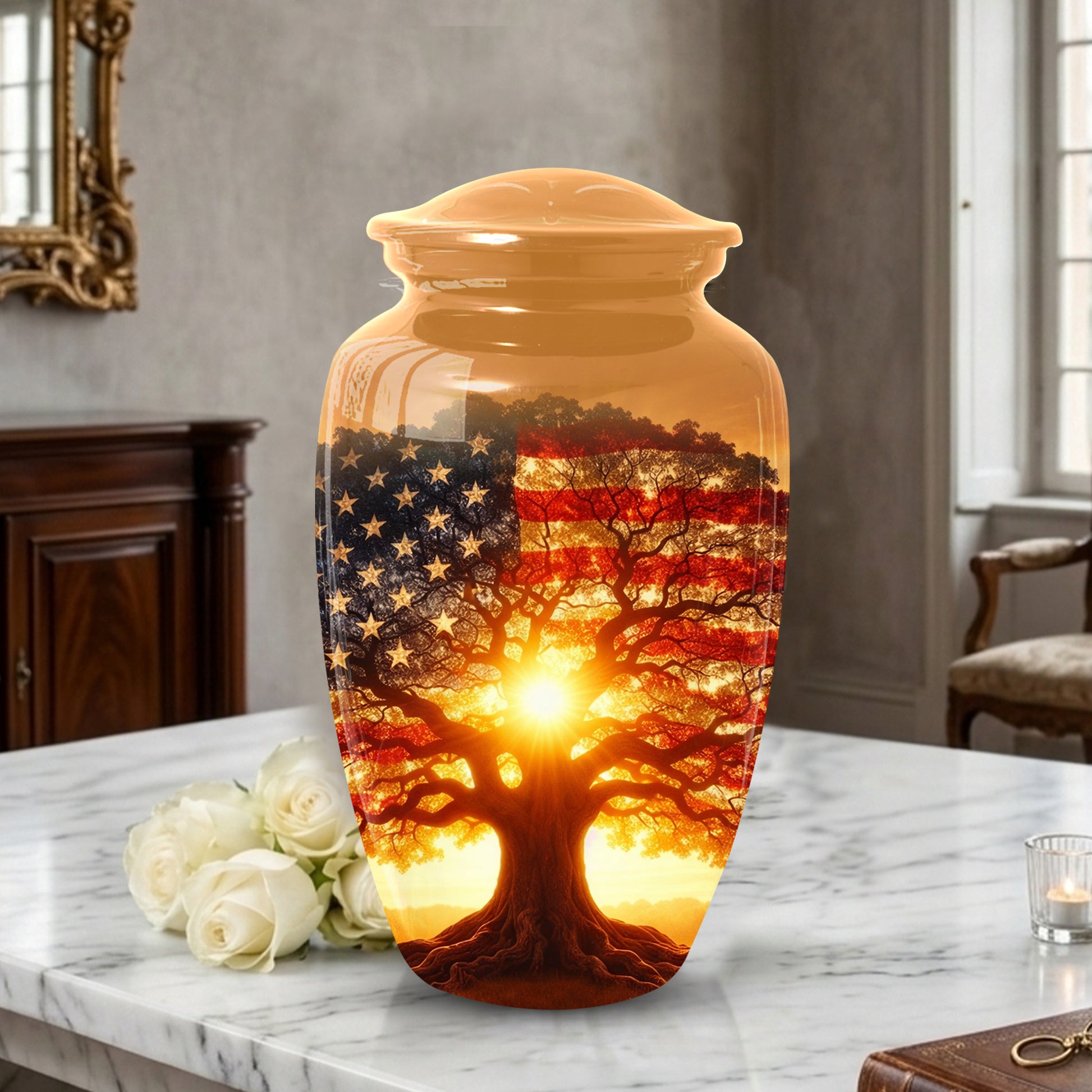 American Patriotic Memorial Large Urn - Keepsake Urn for Ashes