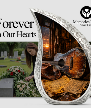 Country Guitar Cremation Urn for Dad – Rustic Memorial Urn for Father,