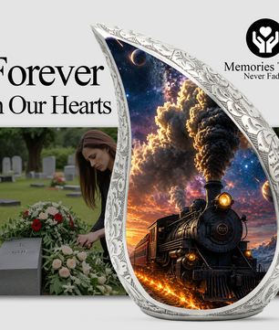 Train Urn for Human Ashes | Unique Railroad Adult Cremation Urn | Locomotive Memorial Urn for Adult Ashes