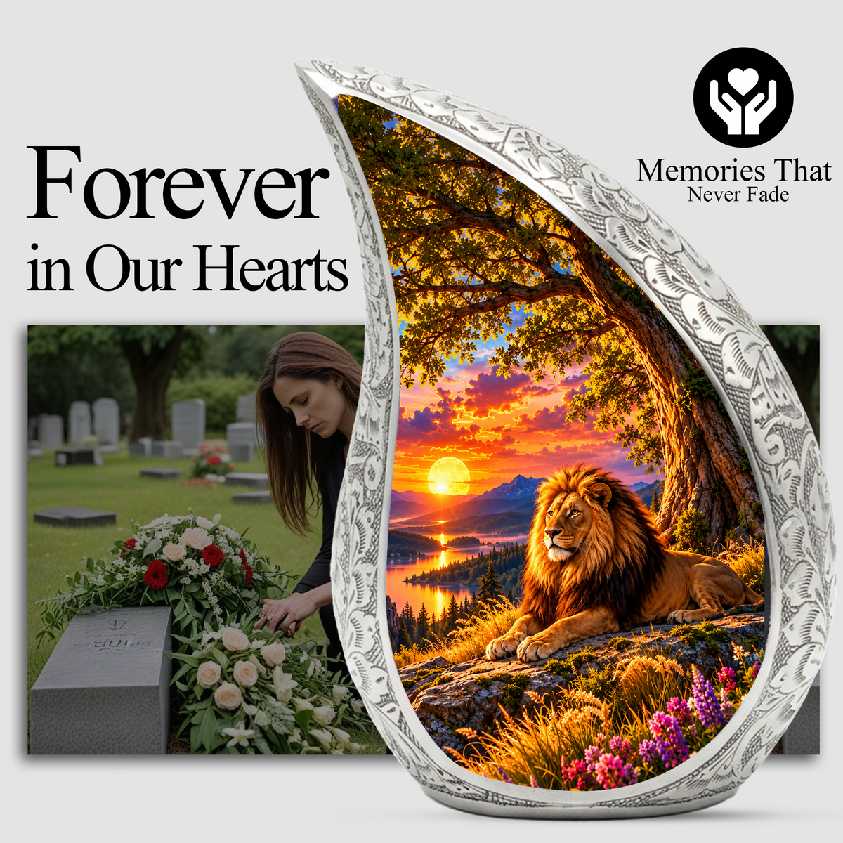 Lion Cremation Urn for Ashes, Lion Memorial Urn, Personalized Adult Cremation Urn
