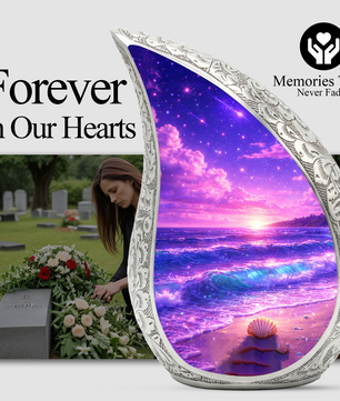 Purple Ocean Memorial Urn for Ashes, Adult Cremation Urn