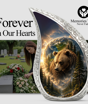 Bear Adult Urn for Ashes | Forest Wildlife Adult Cremation Urn for Human Ashes