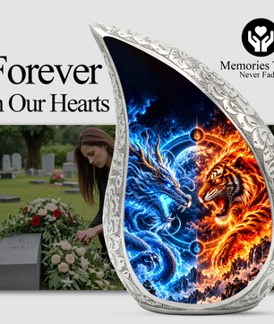 Tiger and Dragon Cremation Urn for Ashes, Fire and Ice Memorial Urn