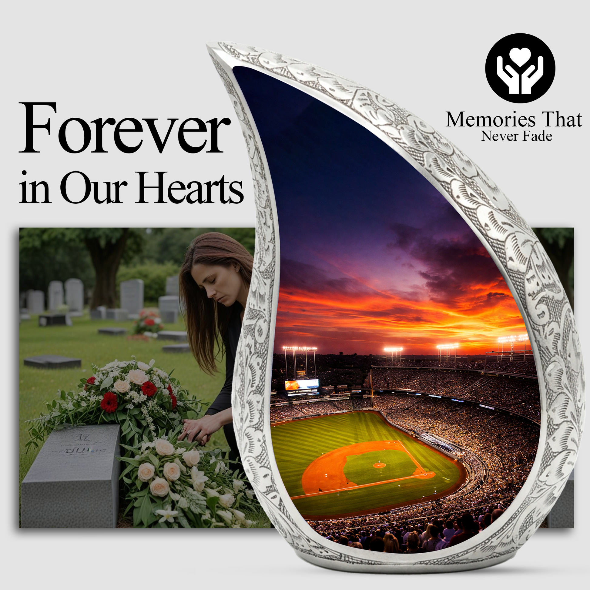 Baseball Stadium Memorial Urn | Personalized Cremation Urn for Dad