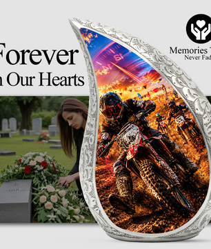 Motorcycle Rider Urn for Adult Ashes | Adult Cremation Urn for Men | Motorcycle Memorial Urn